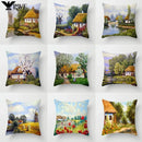 American Country Oil Painting Landscape Pillowcase by Ljojo for Home & Office Decor