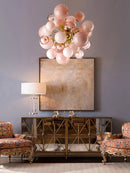 LED Pink Bubbles Glass Chandelier Modern Design Lighting Fixture for Villa Foyer Living Room by Ljojo