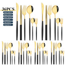 Ljojo 36pc White Gold Stainless Steel Dinnerware Set Flatware Cutlery Kit