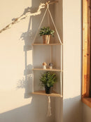 Ljojo™ Triangle Wooden Wall Shelves 1/2/3-Tier Boho Rustic Home Decor