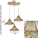 Antique Brass Stained Glass Chandelier Japanese Style Butterfly Lamp by Ljojo