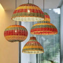 Ljojo Japanese Handmade Rattan Chandelier: Retro Pendant Light LED Suspension Lamp Home Decor