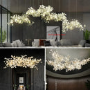 Large Ginkgo Leaf Chandelier Staircase Lights for Luxury Villas by Ljojo