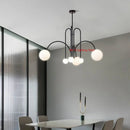 Ljojo Milky White Glass Ball Chandelier LED Light Fixture for Kitchen Dining Living Room