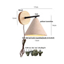 Ljojo LED Travertine Wall Light with Wood Pull Chain Switch and Iron Mirror Light