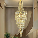 K9 Crystal Chandelier for Villa Staircase - Luxurious Rotating Gold Ceiling Lamp by Ljojo