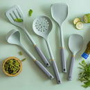 Ljojo 5-Piece Silicone Kitchen Utensil Set White Non-Stick Cooking Tools