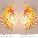 Golden Peacock Wall Lamp for Living Room by Ljojo - Retro Headboard Restaurant Bar Decor