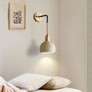 Ljojo LED Pull Chain Wall Sconce Cement Shade Wood Stair Light