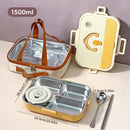 Ljojo 4/5 Grids Stainless Steel Divided Lunch Box Set with Cutlery