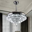 Ljojo Fandelier Chrome Ceiling Fan K9 Crystal Lamp with Retractable Blades for Living Room