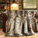 Ljojo Luxury Faux Fur Plaid Throw Blanket - Soft & Cozy Winter Sofa Cover