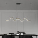 Ljojo Linear LED Pendant Light: Nordic Luxury Chandelier for Restaurant, Kitchen, Office.