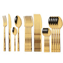 Ljojo 24pcs Stainless Steel Cutlery Set with Diamond Handle