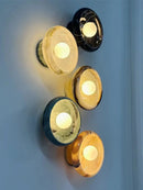 Modern Minimalist Round Jade Stone LED Wall Pendant Light Hanging Lamp by Ljojo