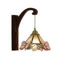 French Medieval Flower Glass Wall Lamp Wooden Retro Fixture by Ljojo