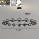 Nordic Ring Chandelier Smoky Gray Bubble Ball Lamp for Living Room by Ljojo