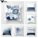 Blue Marble Geometric Cushion Cover 45x45cm for Home & Office Decor by Ljojo