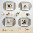 Ljojo Marble Grey Porcelain Dinner Plate Set - 8" Square Tableware Dishes