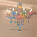 Ljojo Macaron Crystal Chandelier Girls Room Princess Light Fixture