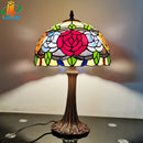 12 Inch Tiffany Style American Stained Glass Table Lamp for Bedroom Living Room - Ljojo