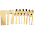 Ljojo 24-Piece Stainless Steel Black Cutlery Set Dinnerware Flatware Tableware