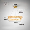 Alabaster Square Marble Chandelier Lighting Pendant by Ljojo Spanish Natural Marble Dining Room