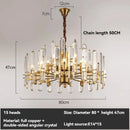 American Vintage Luxury LED Pendant Light Gold Copper Crystal Chandelier by Ljojo