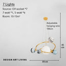 Ljojo LED Glass Ball Chandelier, Earth Design Pendant Lamp for Living Room and Children's Bedroom