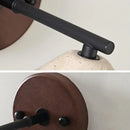 Ljojo LED Travertine Wall Light with Wood Pull Chain Switch and Iron Mirror Light
