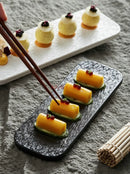 Ljojo 14" Rock Grain Rectangular Ceramic Sushi Plate - Black & White