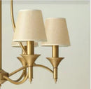 Ljojo Green Fabric Lampshade Copper Iron LED Pendant Light Chandelier for Home Decoration