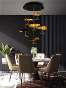 Ljojo Italy Metal Golden Black LED Pendant Lights for Master Bedroom Island Villa Chandelier