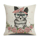 Funny Cats Print Pillow Case for Home Decor by Ljojo: 45x45cm Linen Cover