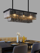 Nordic Luxury K9 Crystal Rectangle Chandelier Smoky Gray Hanging Light - Ljojo