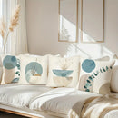 Light Blue Geometric Leaf Pattern Pillowcase for Bohemian Home Decor by Ljojo