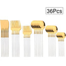 Ljojo 36-Piece Stainless Steel Cutlery Set for Western Kitchen Dinnerware