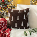 Embroidered Christmas Trees Pillow Cover with Velvet Piping - Ljojo Brand