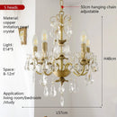 French Retro Crystal Pearl Chandeliers Luxurious Brass Villa Living Dining Pendant Lights Ljojo