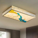 Ljojo Chinese Style Enamel Ceiling Lamp Modern Villa Glossy Crystal LED Decoration