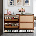 Ljojo™ Shoe Cabinet Duo: Wooden Narrow Storage, 2 Flip Drawers, Freestanding Organizer