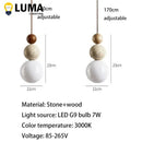 Ljojo Yellow Travertine Pendant Lights - Nature Stone Wood Hanging Lamps for Bedroom & Kitchen