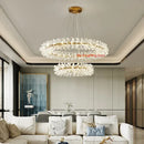 Clear Crystal LED Chandeliers Round Lamp Modern Gold Metal Wire Adjustable G4 Bulb Replaceable - Ljojo