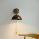 Ljojo LED Walnut Wood Wall Lamp Sconce, Modern Japanese Style, Pull Chain Switch