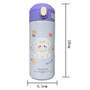 Ljojo 380ml Stainless Steel Vacuum Flask with Straw - Cute Thermal Insulation Water Bottle