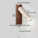 Ljojo LED Wall Light Indoor Up Down Rotate Yellow Travertine Wood Reading Lamp