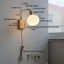 Ljojo LED Wall Light Mirror Ceramic Glass Wood Decor Home Lighting