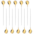 Ljojo Long Handle Mirror Ice Spoon Set - 10Pcs Stainless Steel Flatware & Bar Tools