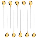 Ljojo Long Handle Mirror Ice Spoon Set - 10Pcs Stainless Steel Flatware & Bar Tools