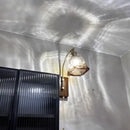 Ljojo LED Glass & Wood Wall Lamp for Living Room Bedroom, Pull Chain Switch